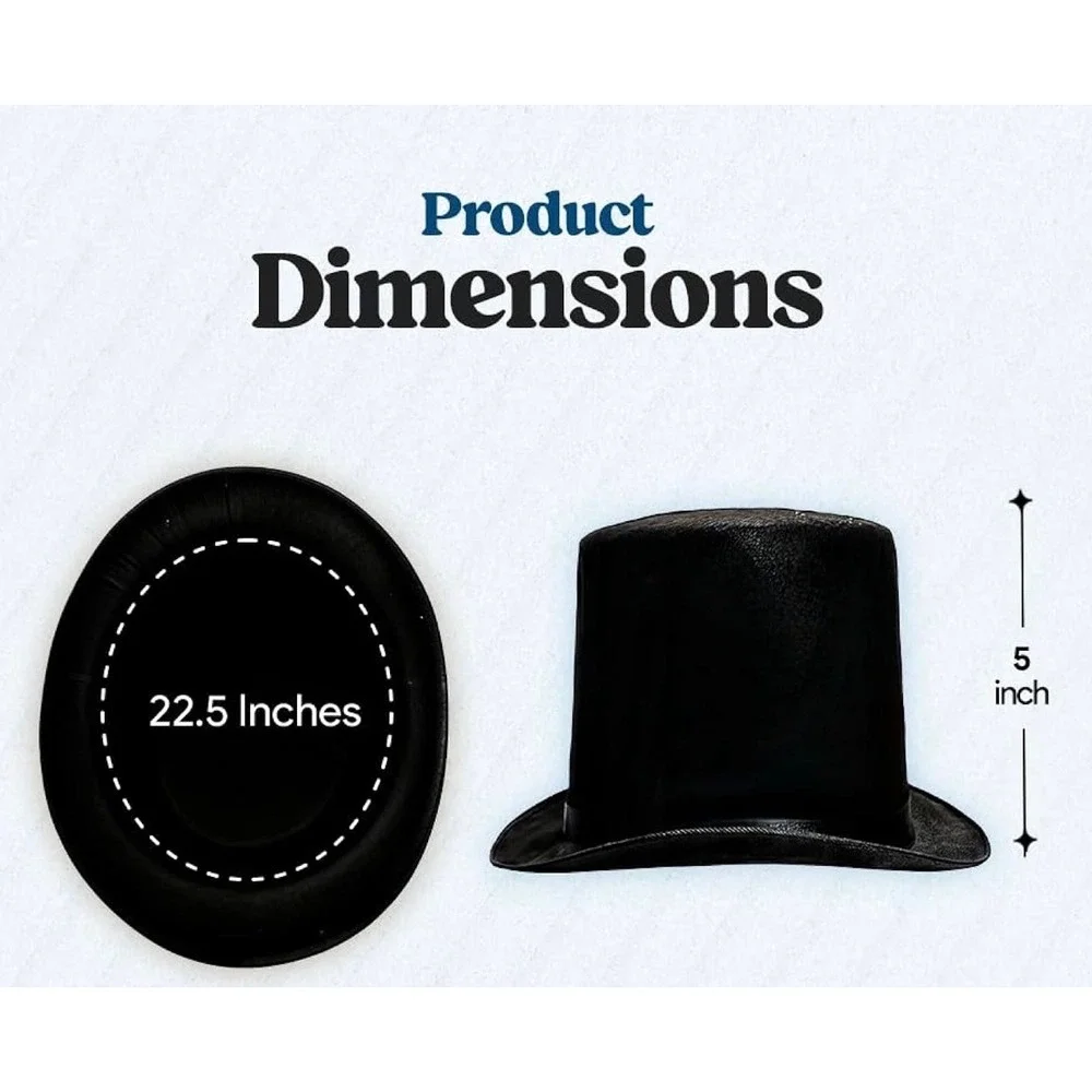 Black Top Hat Costume Accessory Adult Cosplay Party Novelty